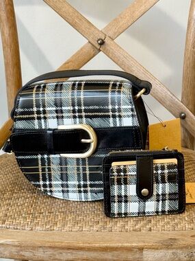 Patricia Nash Annfield Crossbody Bag Cassis Wallet Set Plaid